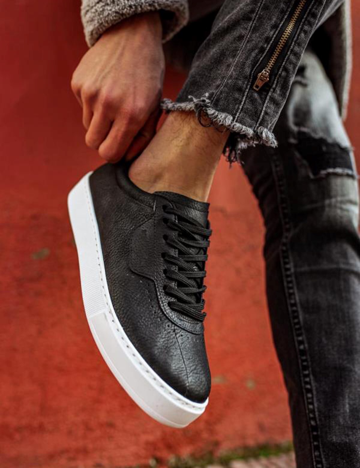 Ανδρικά ασπρόμαυρα Casual Sneakers με κορδόνια 0602020 φωτογραφία